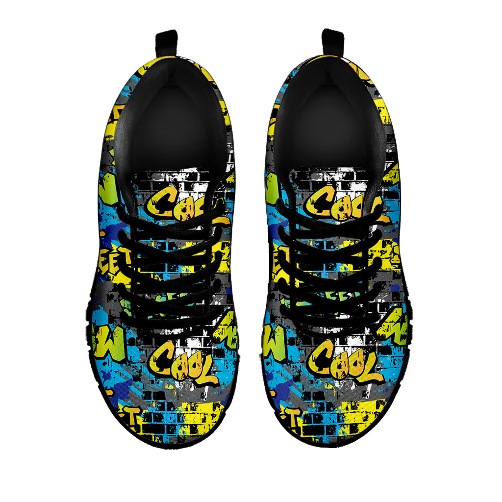 Graffiti Wall Print Black Sneakers