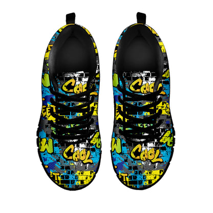 Graffiti Wall Print Black Sneakers