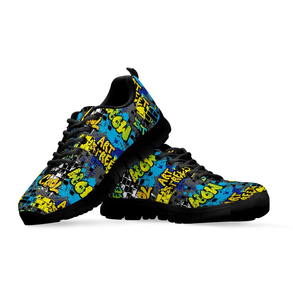 Graffiti Wall Print Black Sneakers