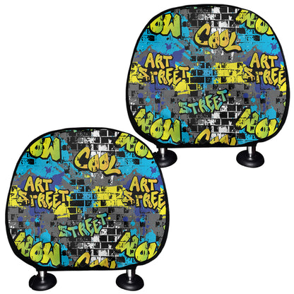 Graffiti Wall Print Car Headrest Covers