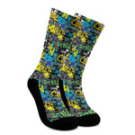 Graffiti Wall Print Crew Socks