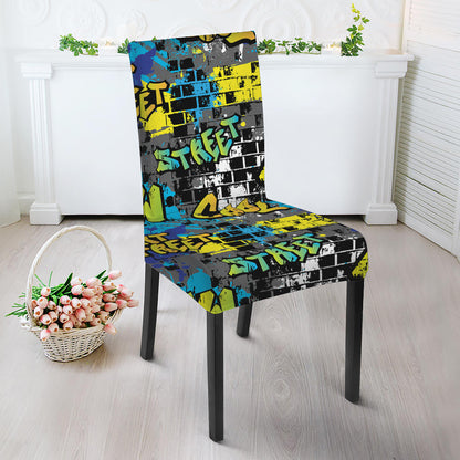 Graffiti Wall Print Dining Chair Slipcover