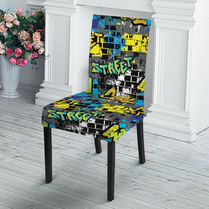 Graffiti Wall Print Dining Chair Slipcover