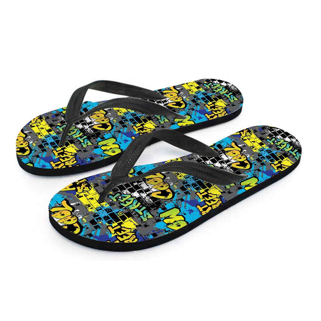 Graffiti Wall Print Flip Flops