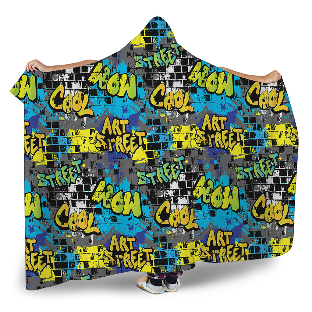 Graffiti Wall Print Hooded Blanket