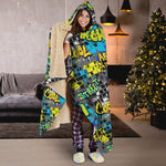 Graffiti Wall Print Hooded Blanket