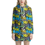 Graffiti Wall Print Hoodie Dress