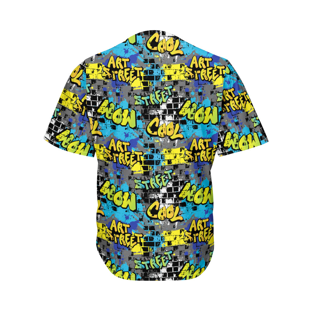 Graffiti Wall Print Men's Baseball Jersey