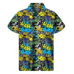 Graffiti Wall Print Men's Short Sleeve Shirt