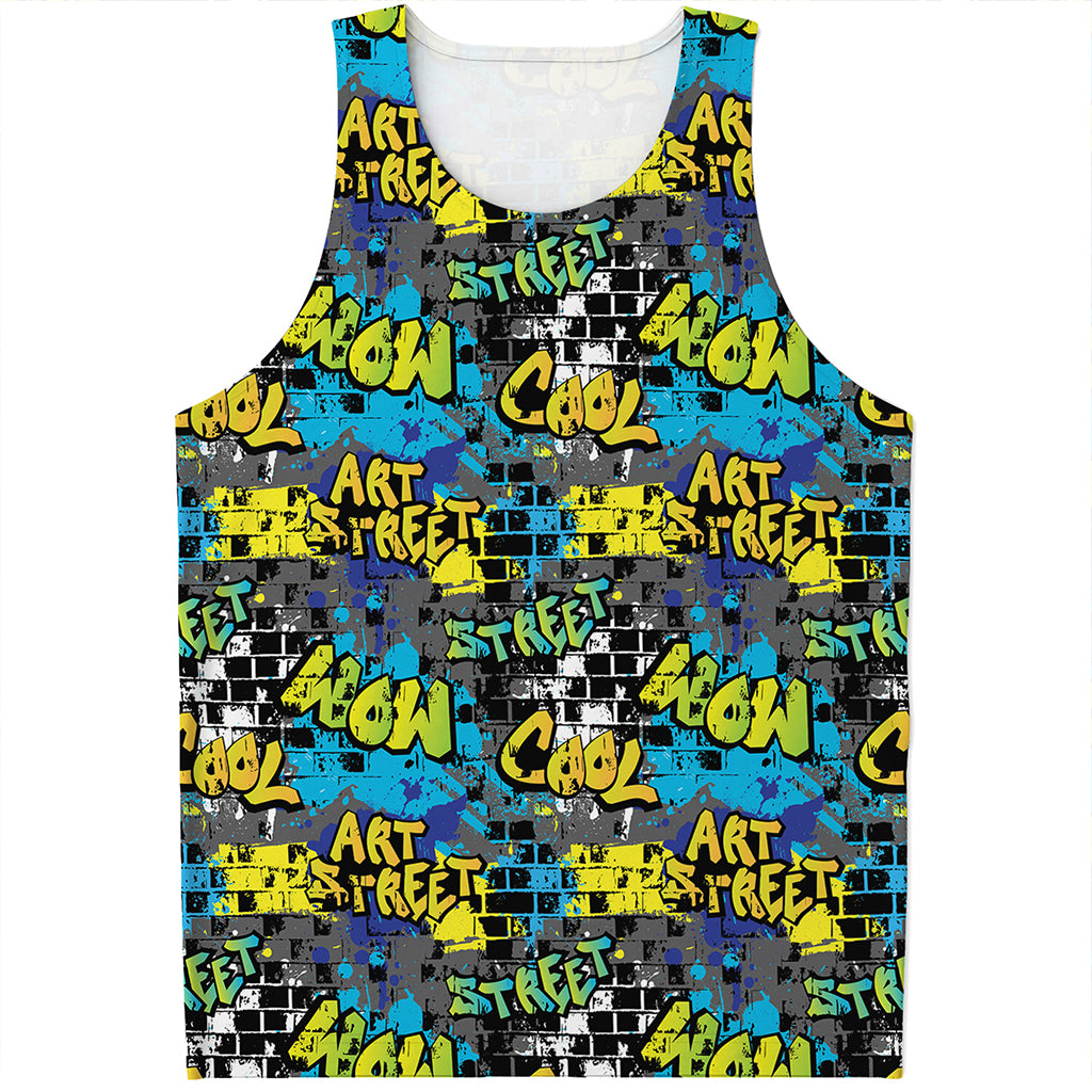 Graffiti Wall Print Men's Tank Top