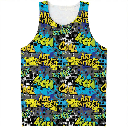 Graffiti Wall Print Men's Tank Top