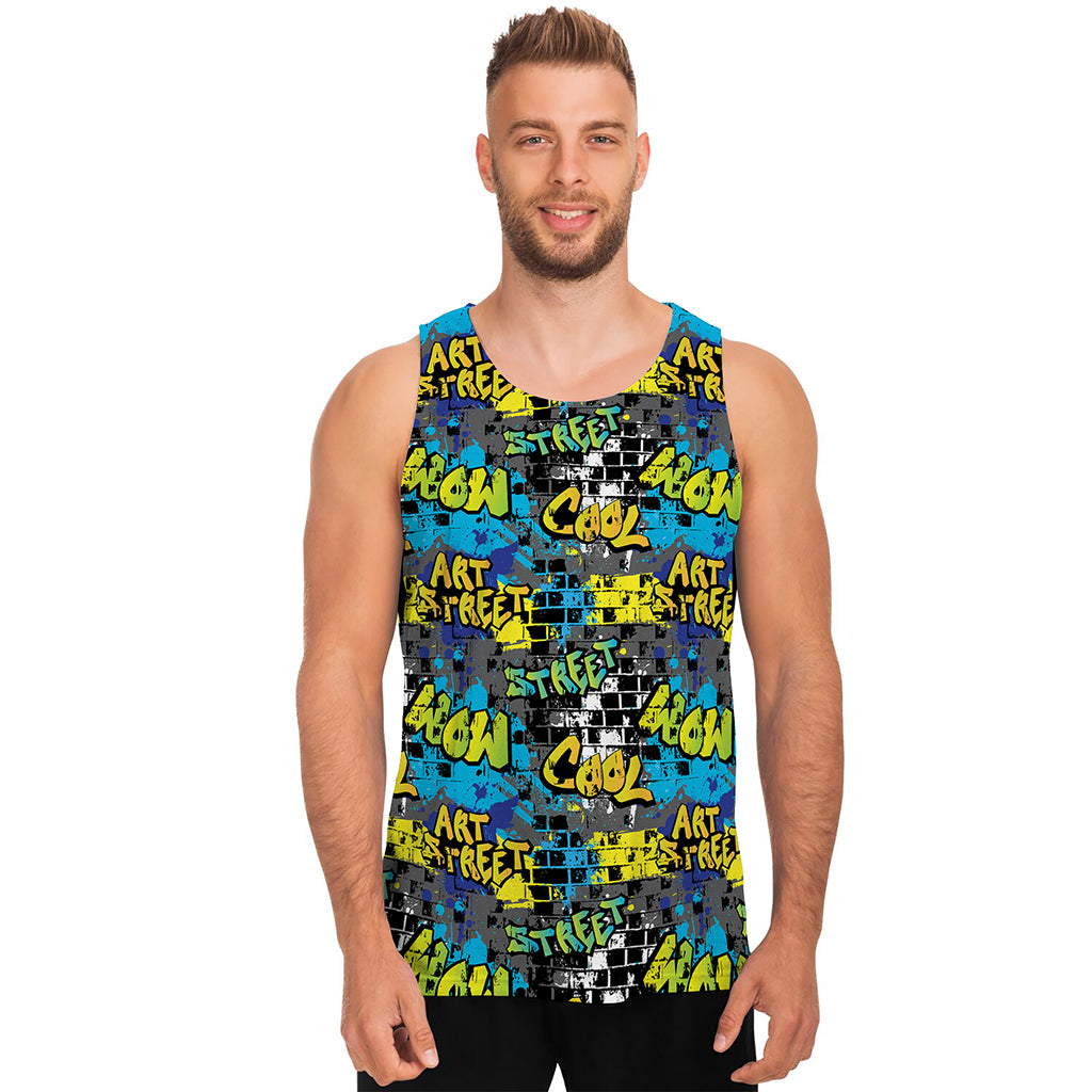 Graffiti Wall Print Men's Tank Top