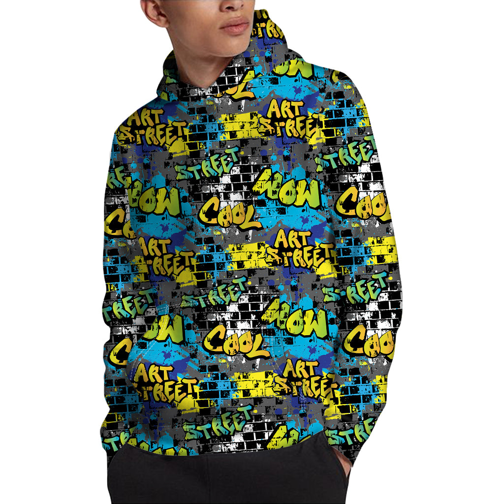 Graffiti Wall Print Pullover Hoodie
