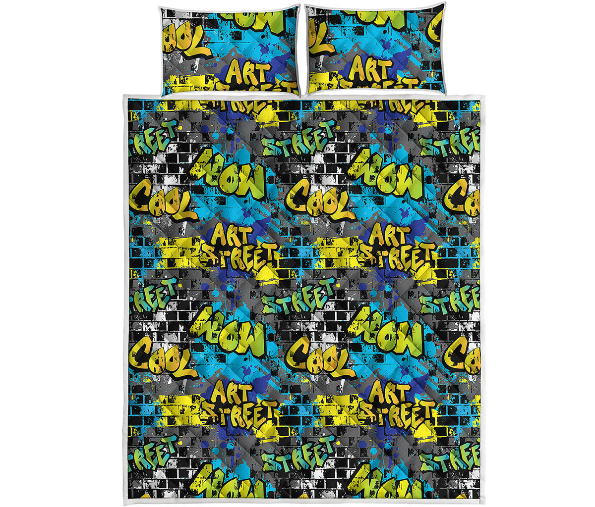 Graffiti Wall Print Quilt Bed Set