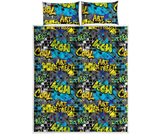 Graffiti Wall Print Quilt Bed Set