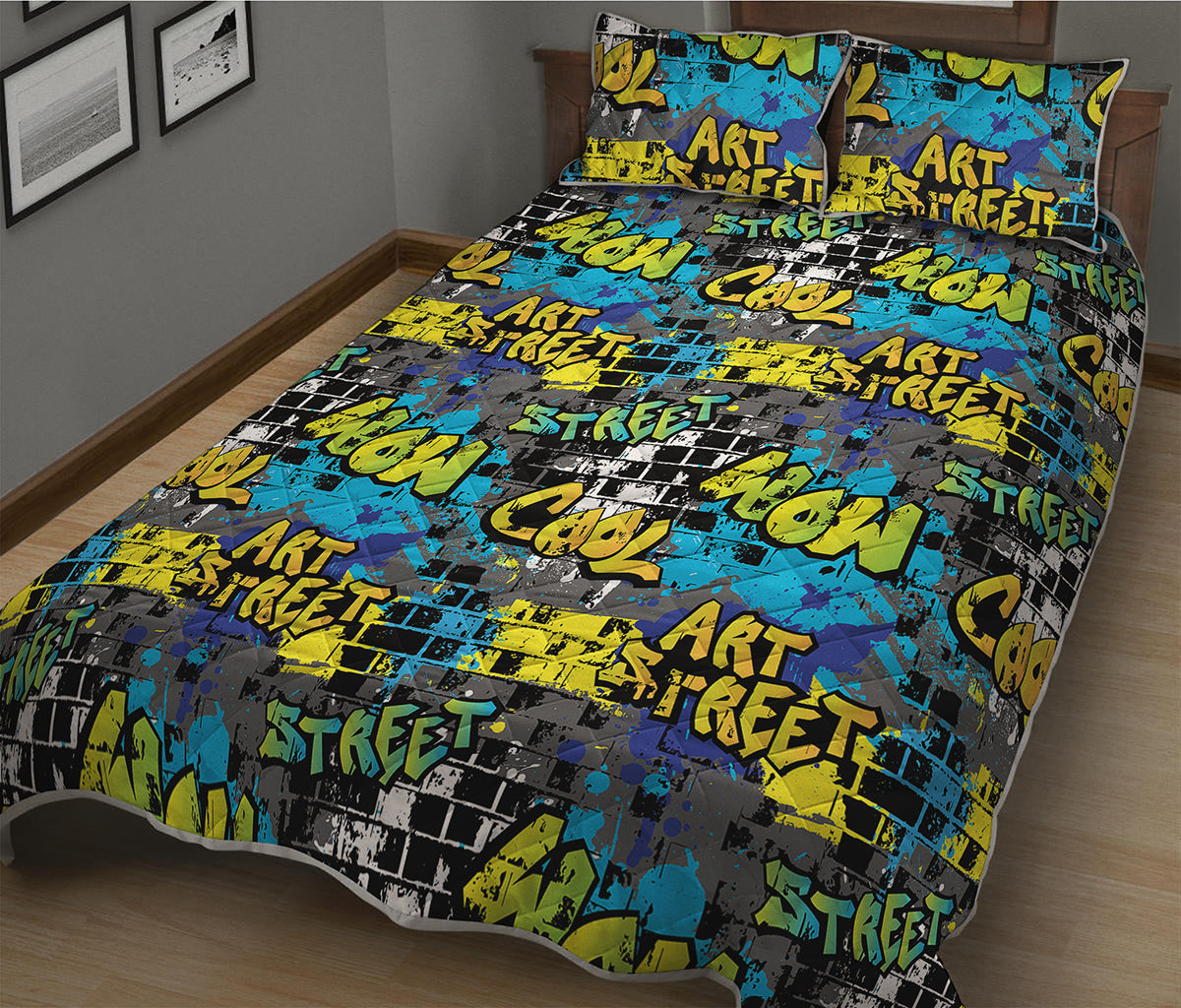 Graffiti Wall Print Quilt Bed Set