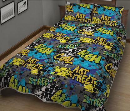 Graffiti Wall Print Quilt Bed Set