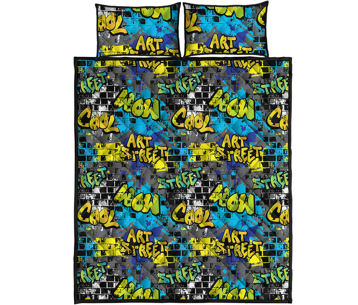 Graffiti Wall Print Quilt Bed Set