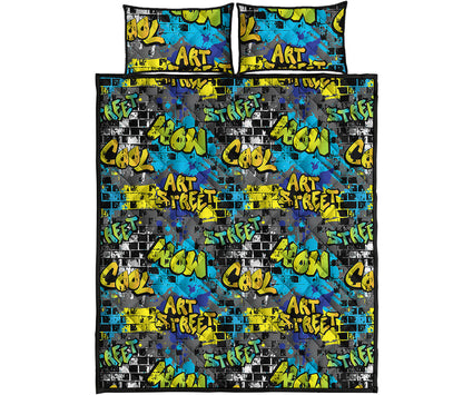 Graffiti Wall Print Quilt Bed Set