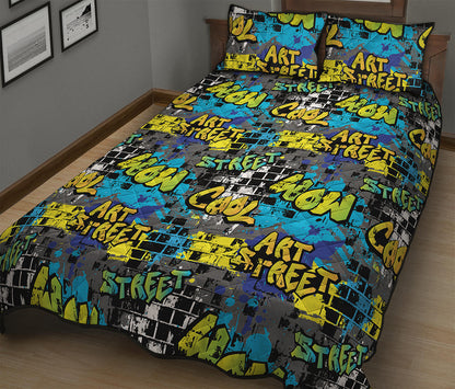 Graffiti Wall Print Quilt Bed Set