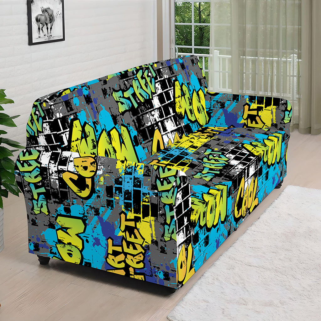 Graffiti Wall Print Sofa Cover