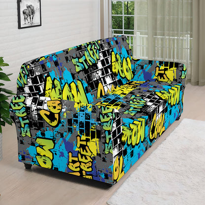 Graffiti Wall Print Sofa Cover