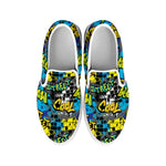 Graffiti Wall Print White Slip On Shoes