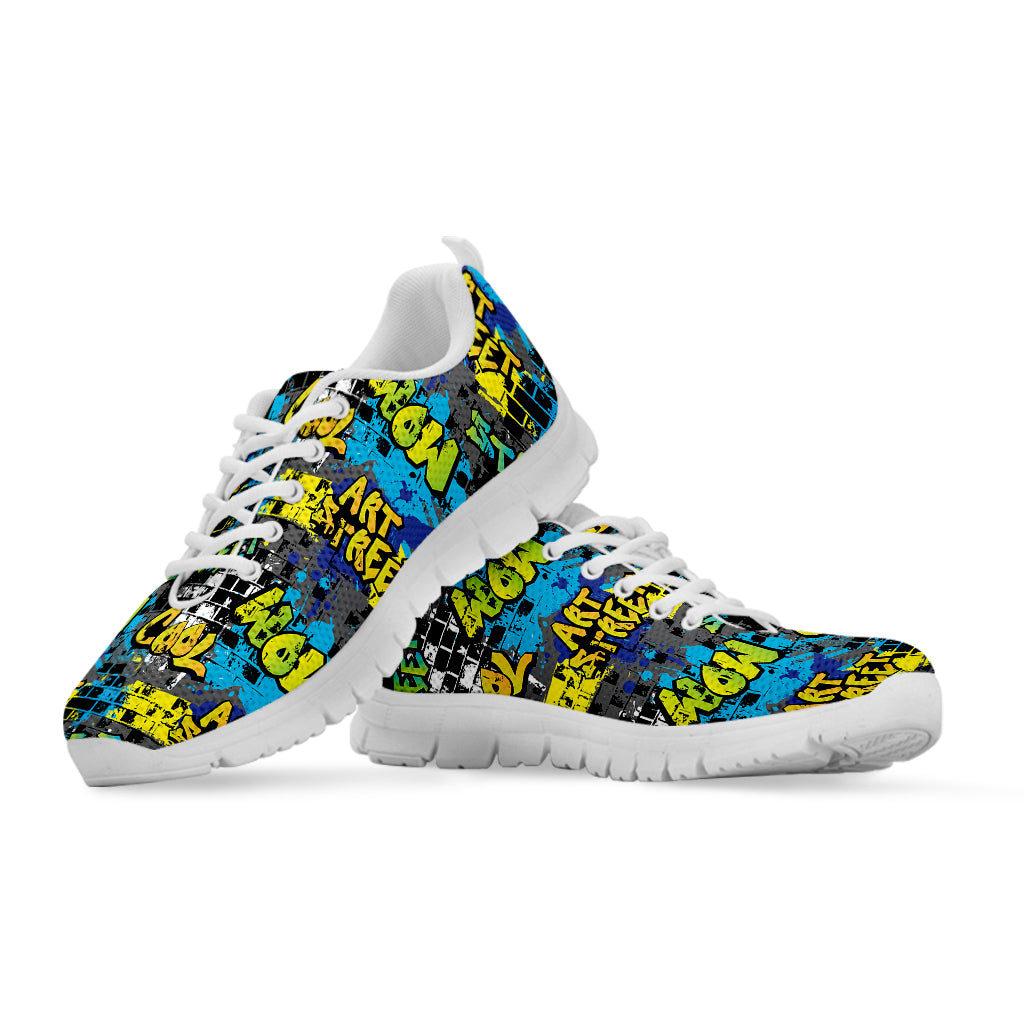 Graffiti Wall Print White Sneakers