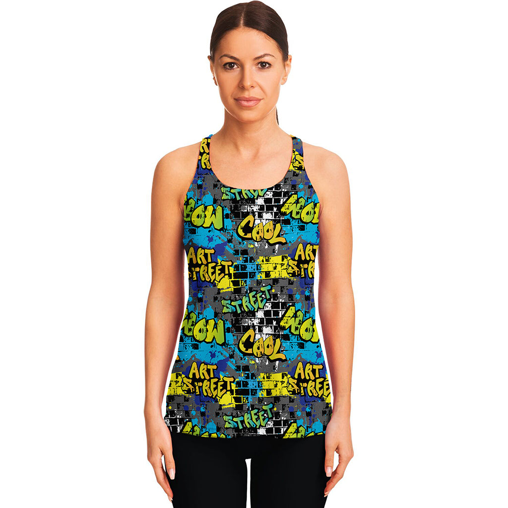 Graffiti Wall Print Women's Racerback Tank Top