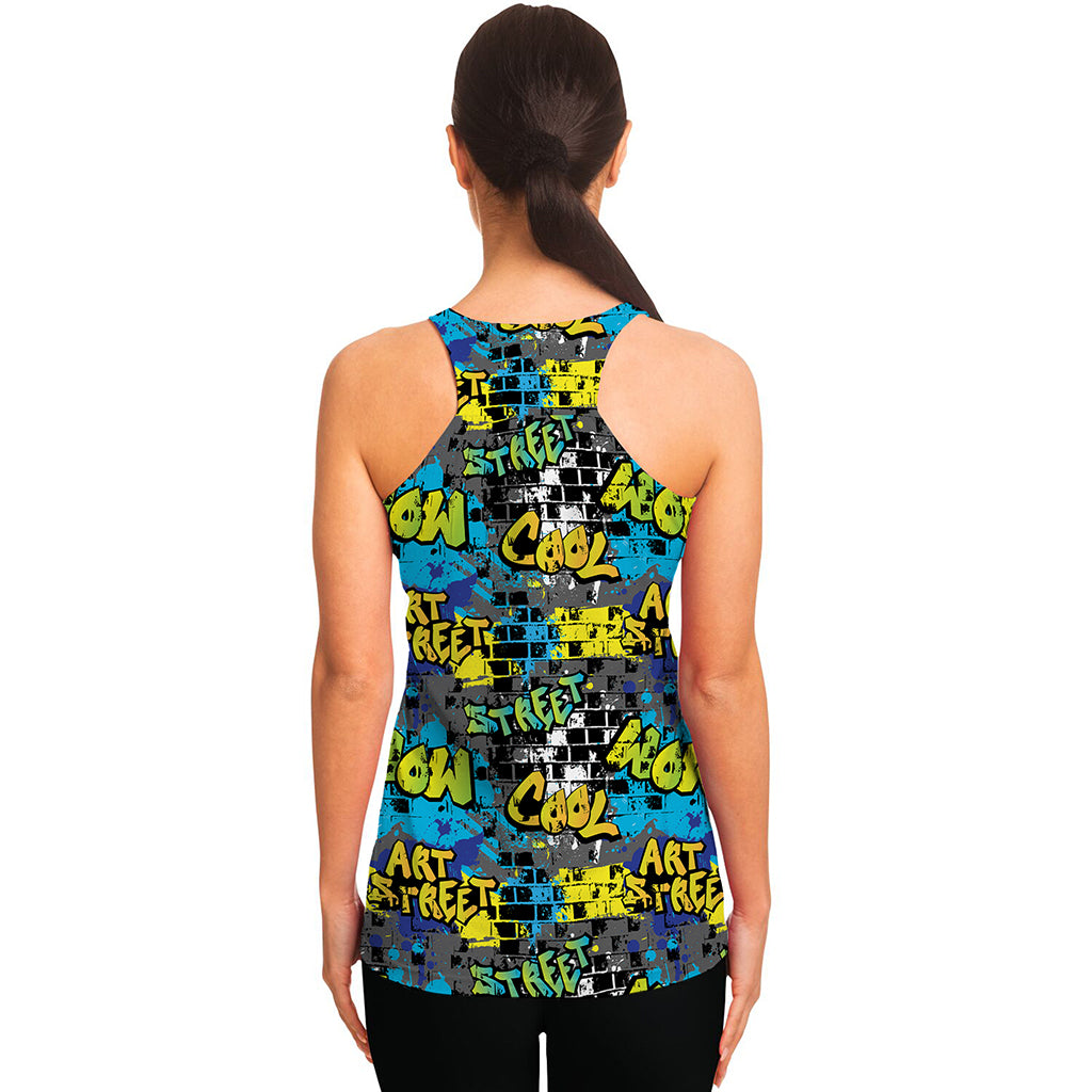 Graffiti Wall Print Women's Racerback Tank Top