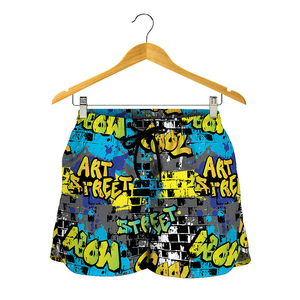 Graffiti Wall Print Women's Shorts