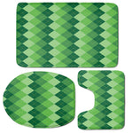Grass Green Argyle Pattern Print 3 Piece Bath Mat Set
