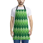 Grass Green Argyle Pattern Print Apron