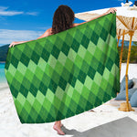 Grass Green Argyle Pattern Print Beach Sarong Wrap