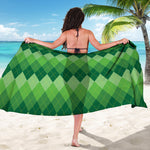 Grass Green Argyle Pattern Print Beach Sarong Wrap