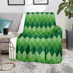 Grass Green Argyle Pattern Print Blanket