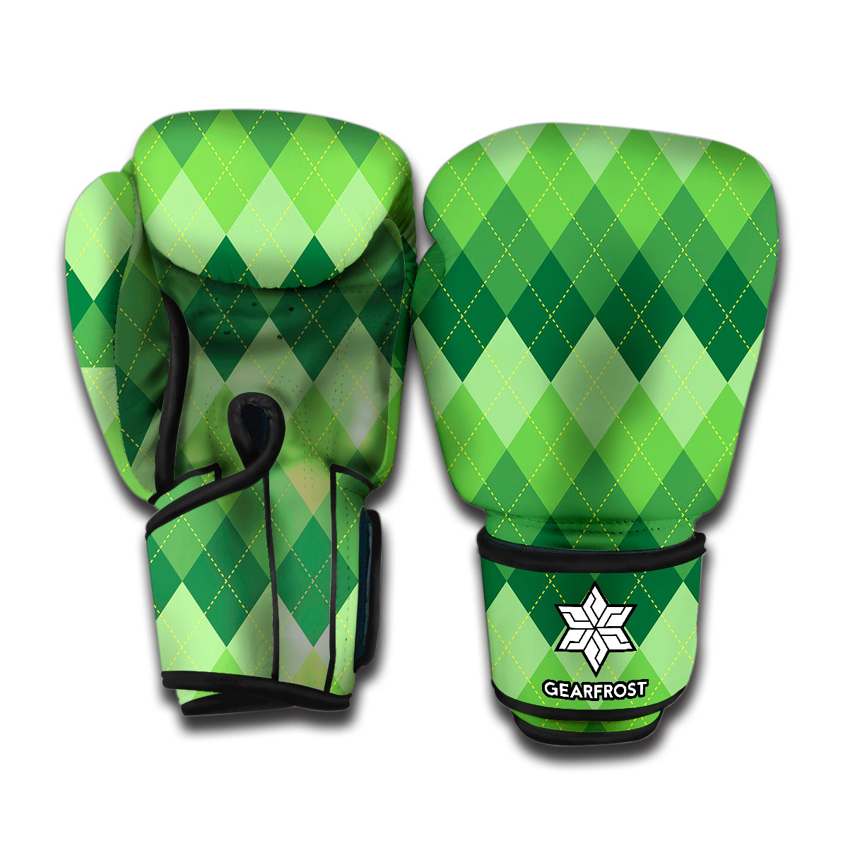 Grass Green Argyle Pattern Print Boxing Gloves