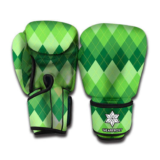 Grass Green Argyle Pattern Print Boxing Gloves