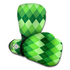 Grass Green Argyle Pattern Print Boxing Gloves