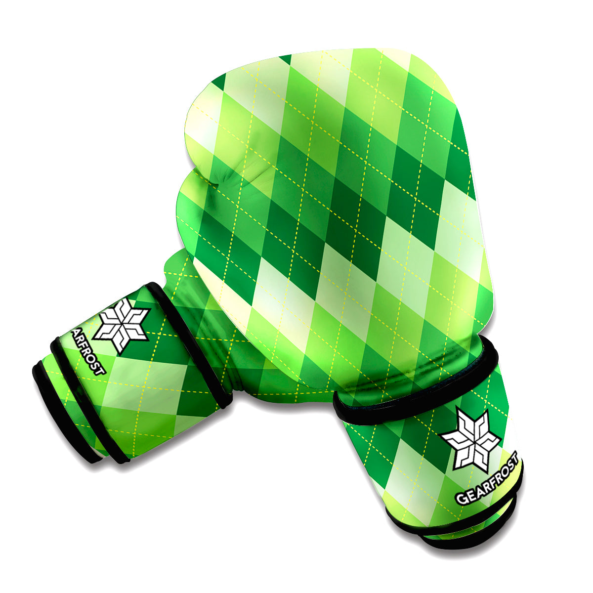 Grass Green Argyle Pattern Print Boxing Gloves