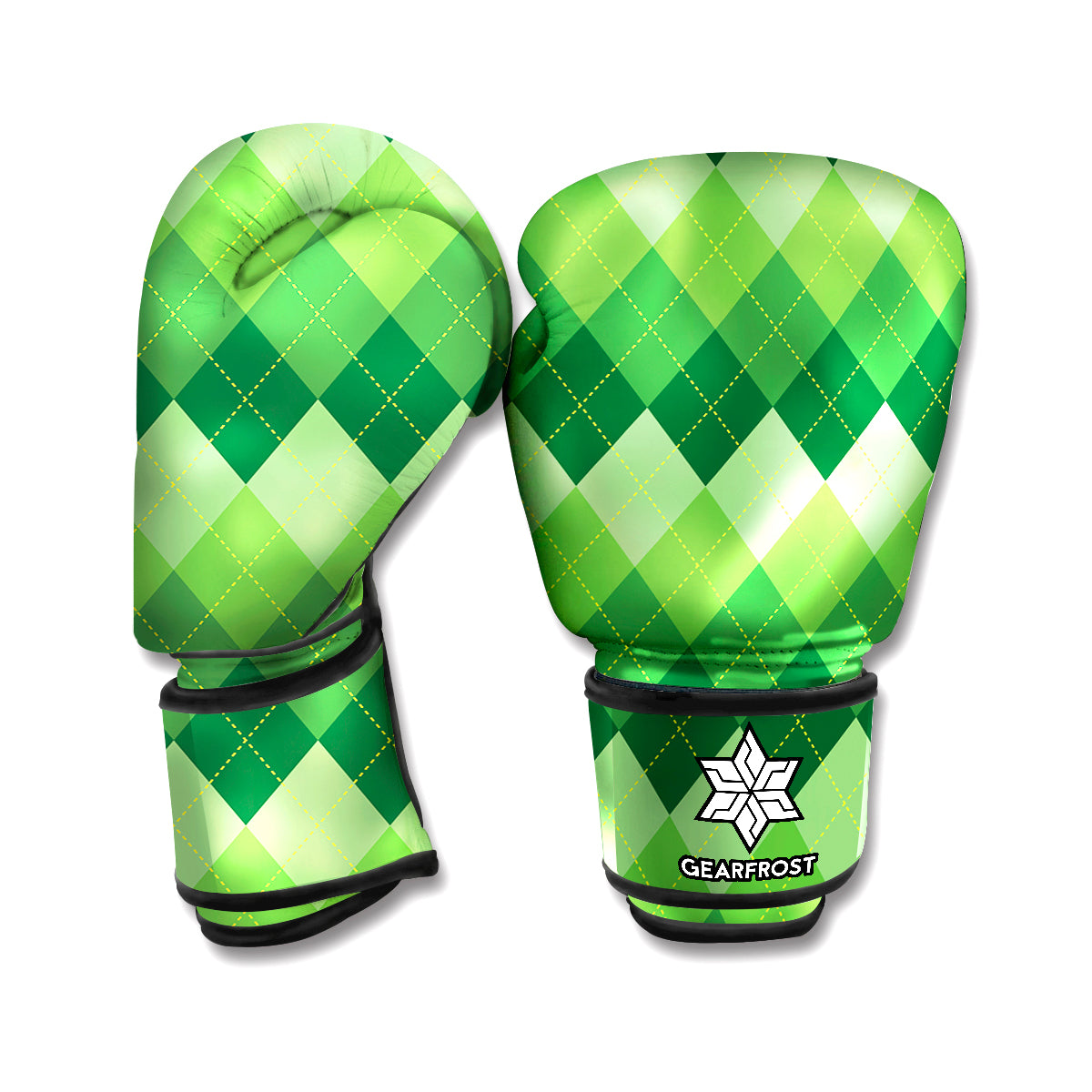 Grass Green Argyle Pattern Print Boxing Gloves