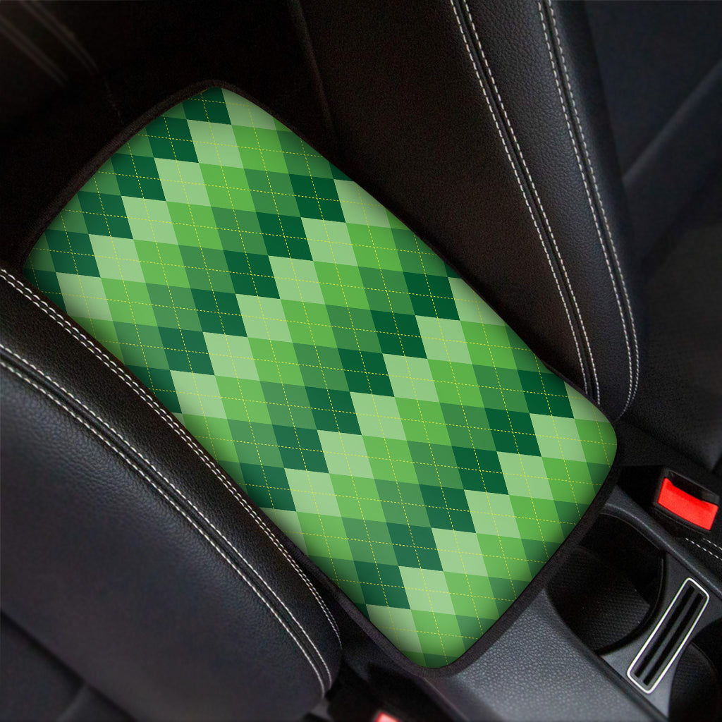 Grass Green Argyle Pattern Print Car Center Console Cover