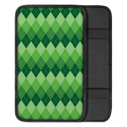 Grass Green Argyle Pattern Print Car Center Console Cover