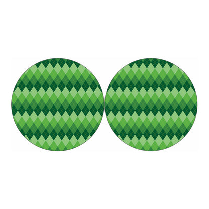 Grass Green Argyle Pattern Print Car Coasters