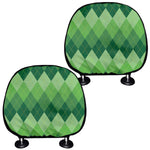 Grass Green Argyle Pattern Print Car Headrest Covers