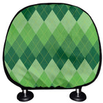 Grass Green Argyle Pattern Print Car Headrest Covers