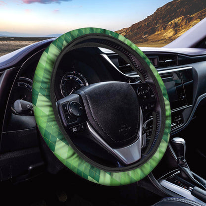 Grass Green Argyle Pattern Print Car Steering Wheel Cover