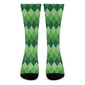 Grass Green Argyle Pattern Print Crew Socks