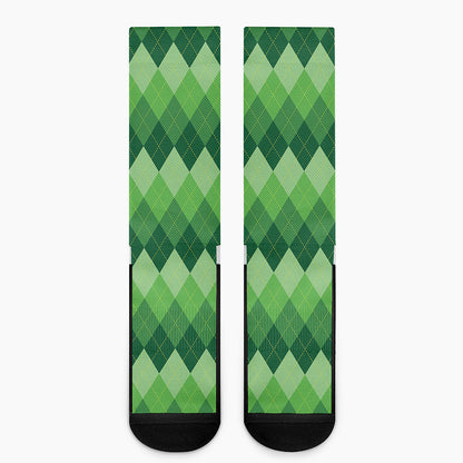 Grass Green Argyle Pattern Print Crew Socks