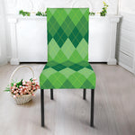 Grass Green Argyle Pattern Print Dining Chair Slipcover